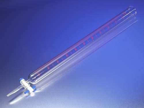 Bureta rapida accured de 250 ml con llave de teflon. Pyrex