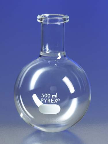 Matraz de 22 L con fondo redondo y anillo en cuello. Pyrex