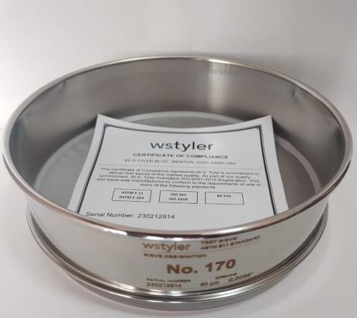 Tamiz 8 pulgadas malla 170 US STD Acero Inoxidable Tyler 5212