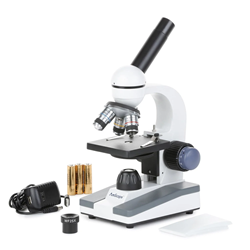 Microscopio compuesto monocular LED porttil AmScope para estudiantes con aumento de 40X-1000X