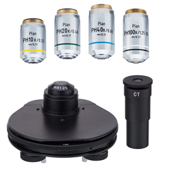 Kit de contraste de fase con corrección de infinito con condensador de torreta y objetivos planos para microscopios de la serie 670