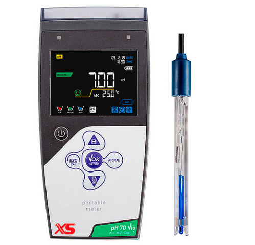 Medidor portatil de pH, mV y T con ATC y GLP con electrodo 201 T